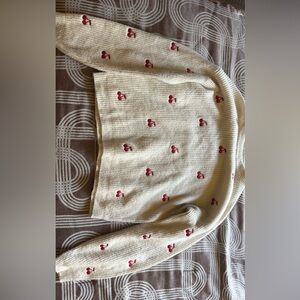 A New Day Cream and Red Crew Neck Sweater